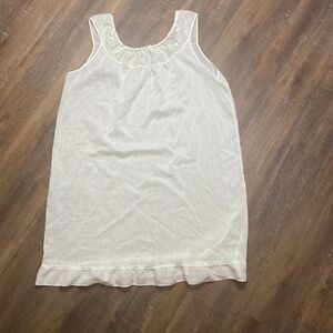 VTG Womens Katz Cotton Nightgown Sz Medium Green Floral Embroidered Shift‎